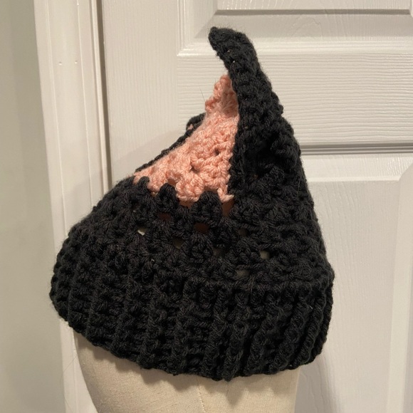 Handmade Crochet Cat Animal Ear Beanie Hat Cozy Ribbed Brim Stretch Winter Hat - Picture 3 of 7